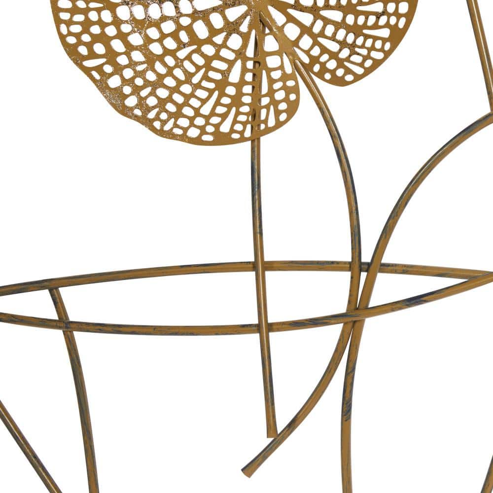 Blue and Gold Metal Floral Wall Sculpture with Gold Trim