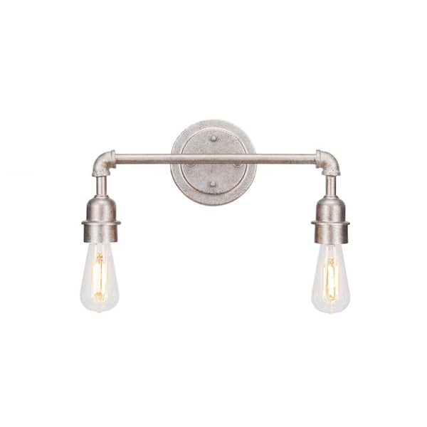 Unbranded Greenville 15.25 in. Aged Silver 2 Light Vanity Light with bulbs No Bulbs Included