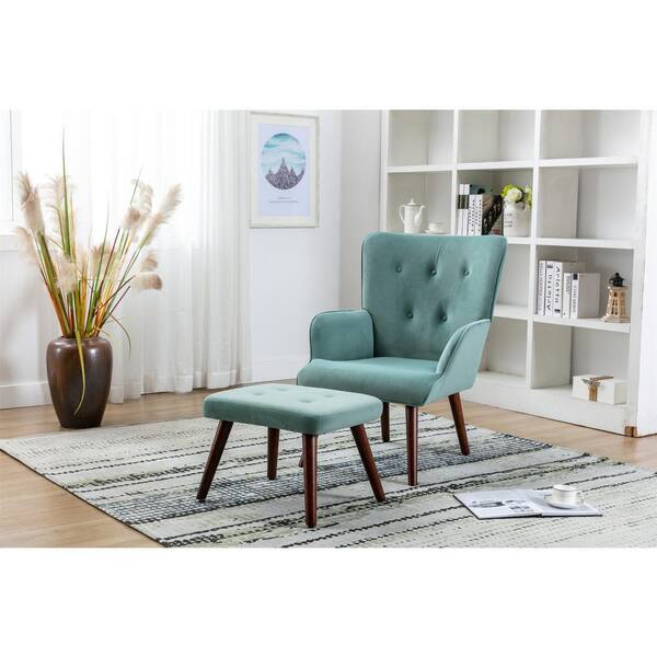 Modern Teal Velvet Accent Arm Chair with Ottoman ZQ-W67636431