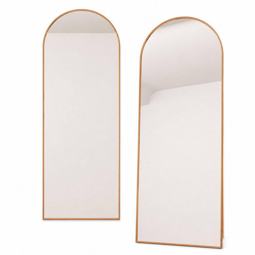 65 in. H x 24 in. W Gold Arched Full-Length Floor Mirror Standing or Leaning with Aluminum Alloy Frame for Bedroom price history on PriceWatchPro