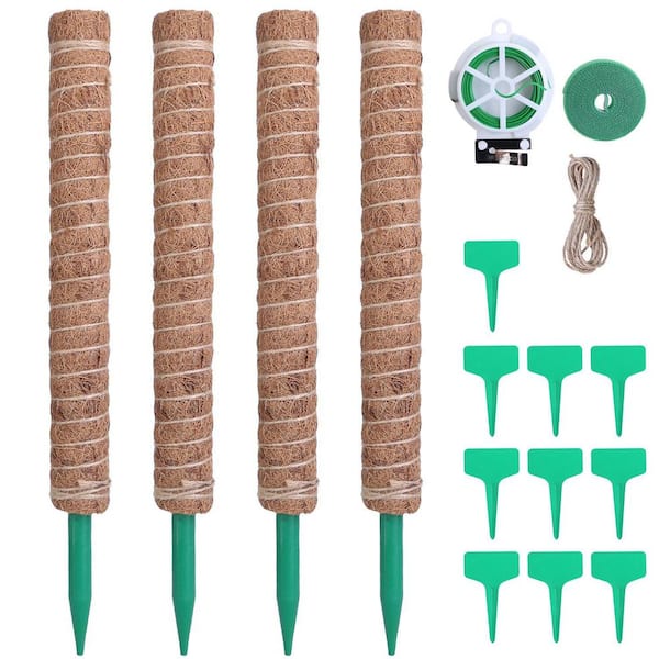cenadinz 4-Pieces 16 in. Height Moss Pole Coco Coir Extendable for Climbing Plants Plant Support