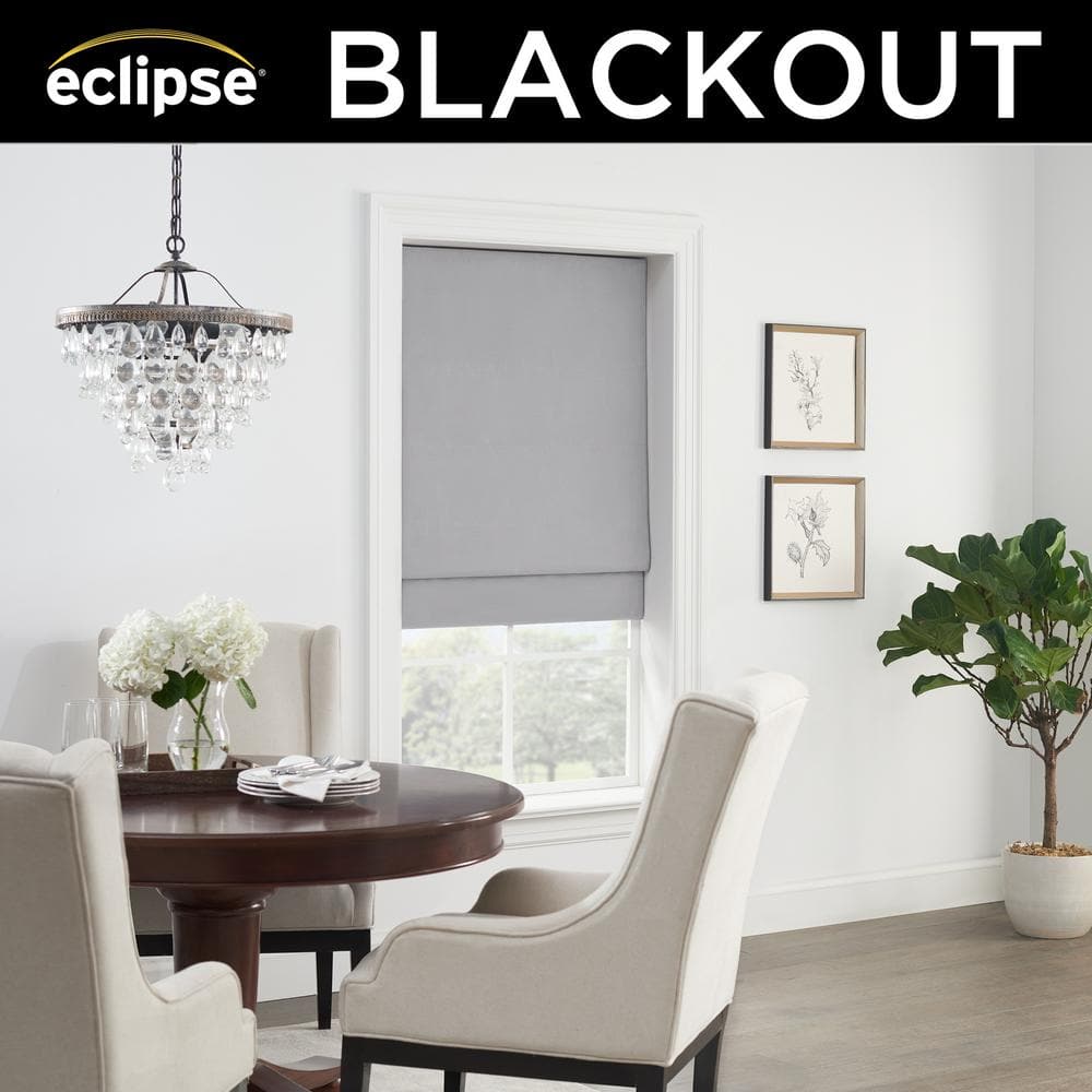 Gray Faux Silk Cordless Blackout Roman Shade 36" x 64"