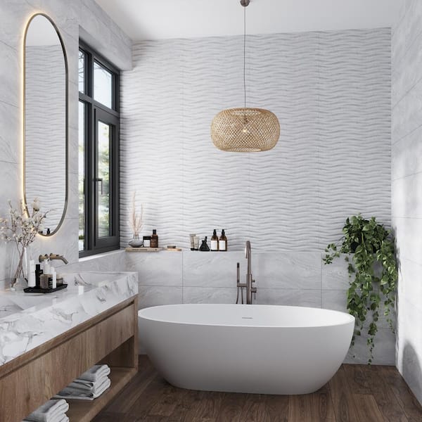 Sculpt 12.6 in. x 24.6 in. Gray Porcelain Matte Wall and Floor Tile (10.76 sq. ft./case) 5-Pack