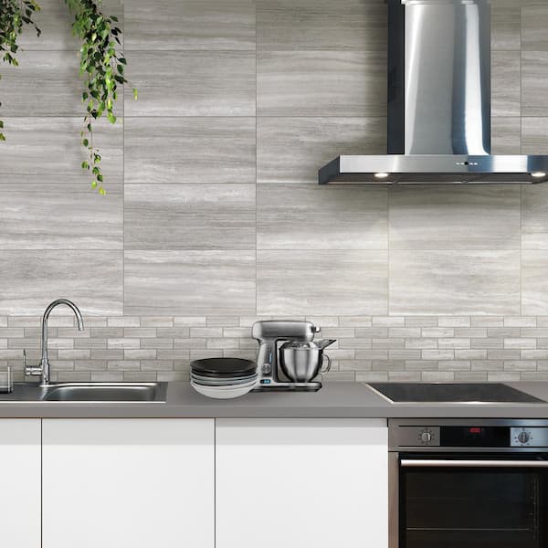 Atlanta Grigio 11.72 in. x 23.69 in. Matte Travertine Look Porcelain Floor and Wall Tile (15.5 sq. ft./Case)