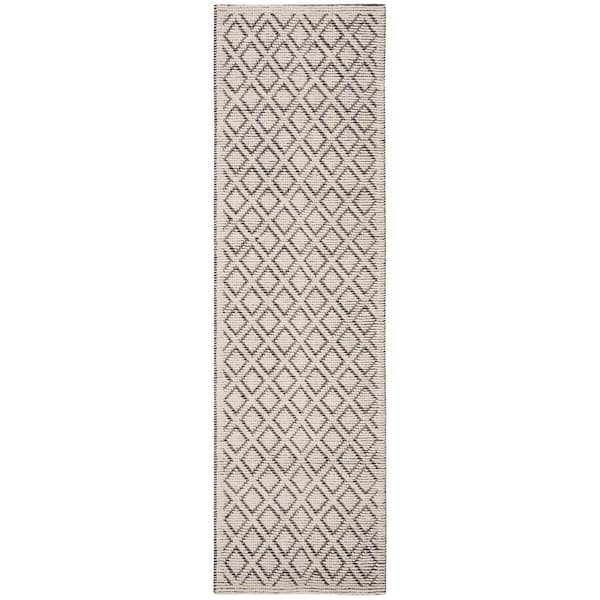 Vermont 2 ft. x 14 ft. Ivory/Black Geometric Runner Rug