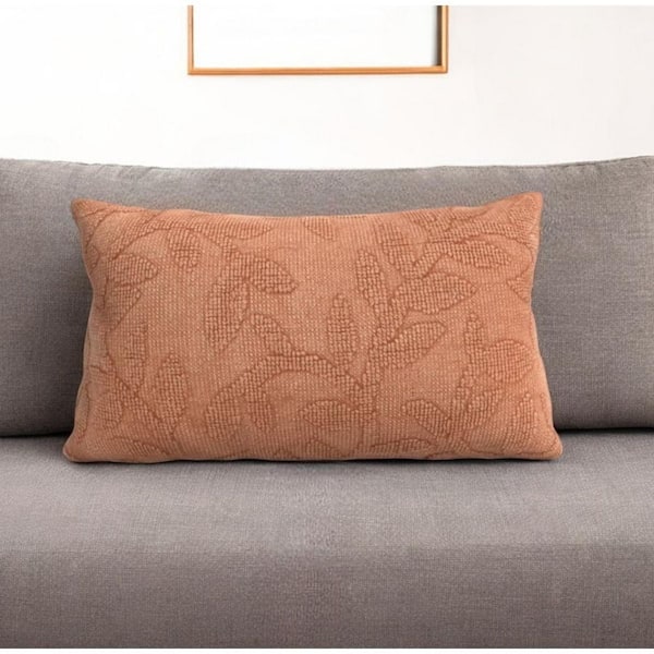 Terra Cotta Botanical Polyester 14 in. x 26 in. Throw Pillow