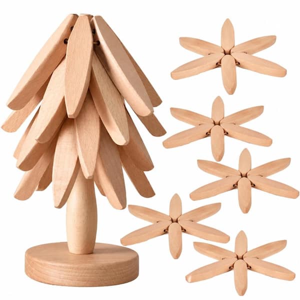 Tree Trivet Set of 4 for Hot Dishes, Pots, Bowls, and Teapots with Decorative Design