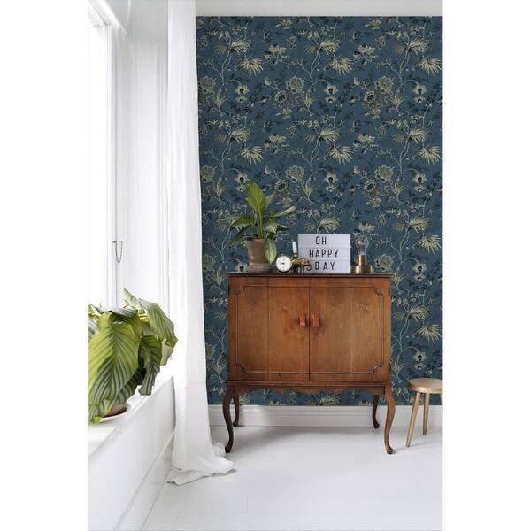 ESTA Home Blue Juliet Decorative Jacobean Wallpaper Sample