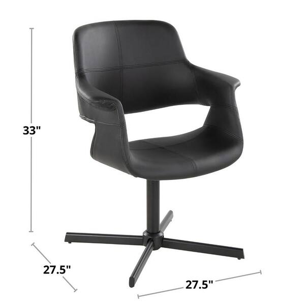 Lumisource Vintage Flair X-Pedestal Black Faux Leather and Black