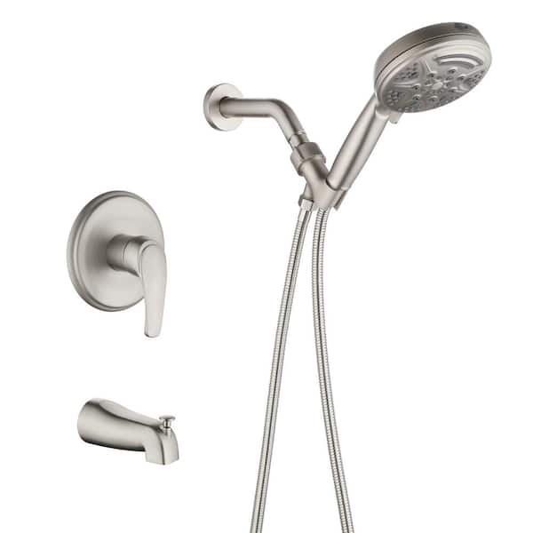 Unbranded Single -Handle 9-Spray Tub and Shower Faucet 1.8 GPM in. Preesure Balance Brushed Nickel Valve Included