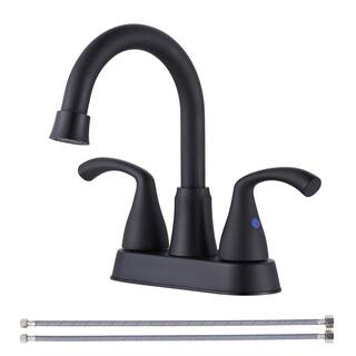 Rubinetto Da Bagno Nero Opaco Phiestina Centerset 4 Pollici Con Scarico Pop-up In Metallo