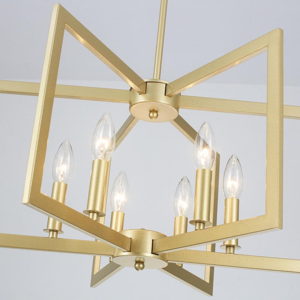Gold Geometric 6-Light Candle-Style Chandelier