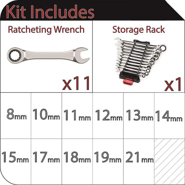 Ratcheting Metric Combination Wrench Set (11-Piece)