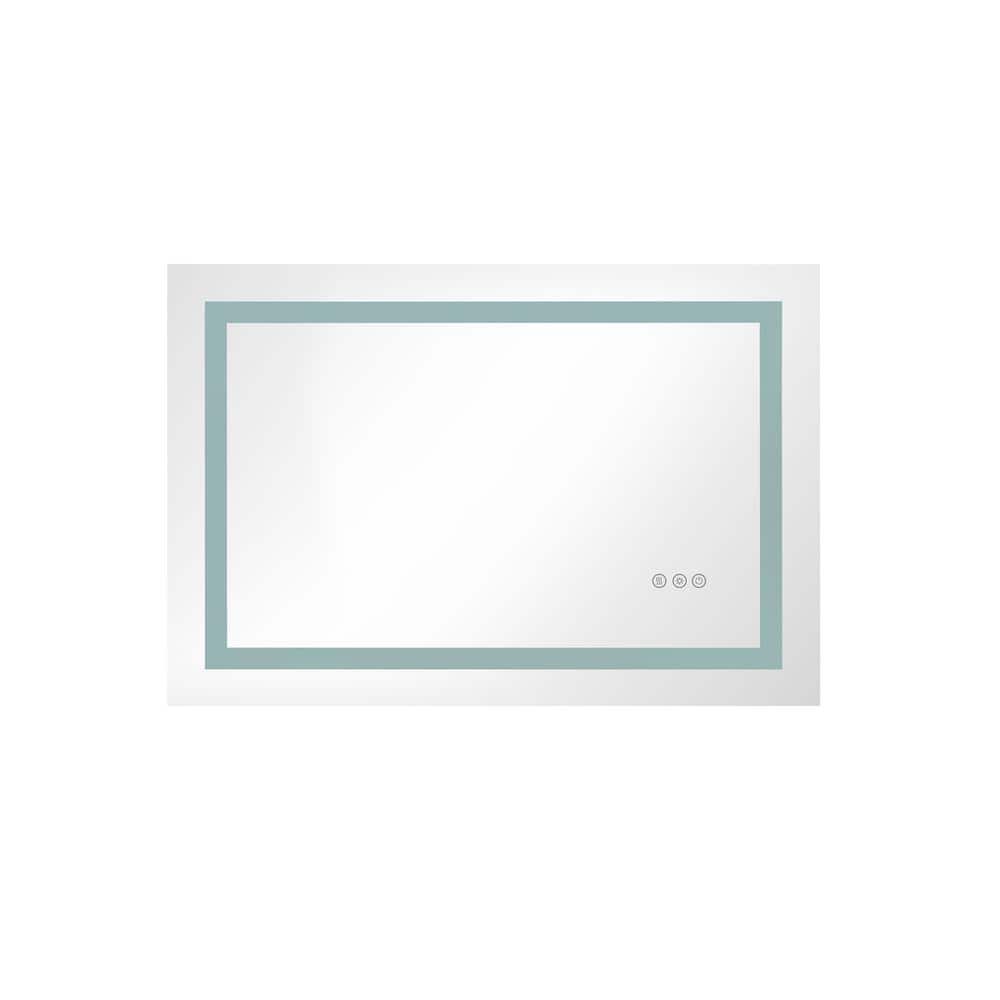 36 in. W x 28 in. H Rectangle Framless Mirror with LED Lights and Smart Tou