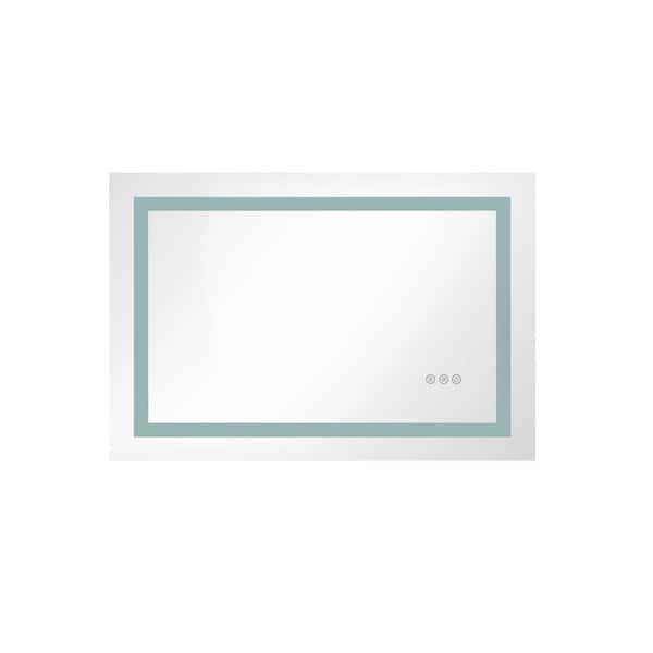 Unbranded 36 in. W x 28 in. H Rectangle Framless Mirror with LED Lights and Smart Touch for Indoor Decor, Bathroom, Living Room