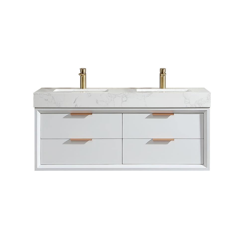 48 in. W x 21 in. D x 21 in. H Floating Bath Vanity in White with White Eng