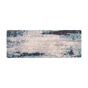 Blue Contemporary Abstract 18 in. x 47 in. Anti Fatigue Standing Mat