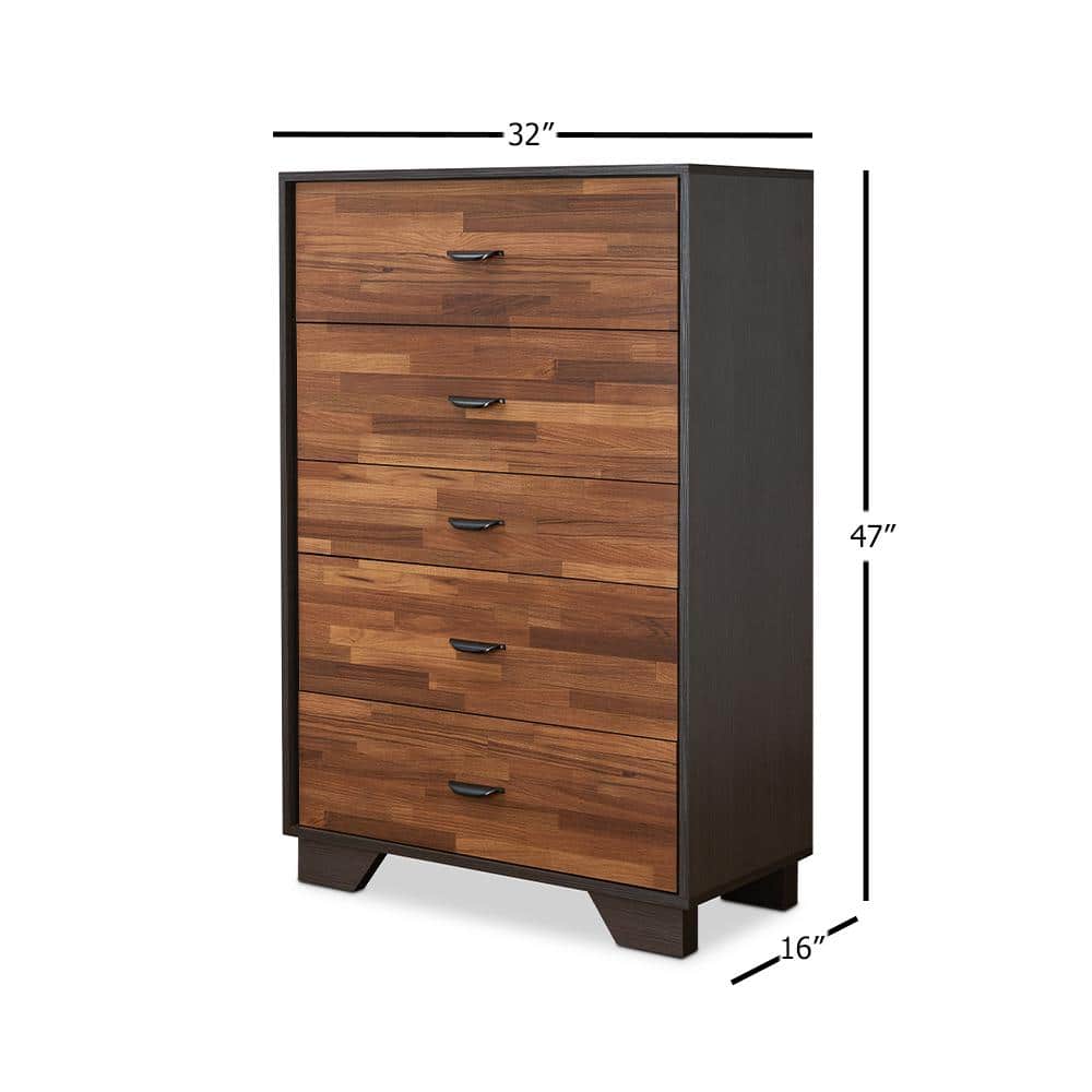 Eloy Industrial Walnut & Espresso Chest with Deep Felt-Lined Drawer