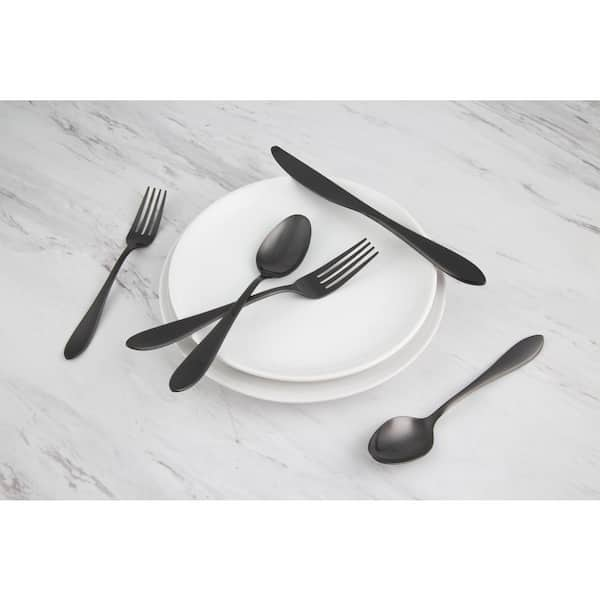 Better Homes & Gardens 20 Piece Corin Flatware Set with Black Matte Finish  