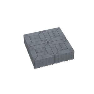 12 in. x 12 in. Plastic Grey color interlocking deck tiles, Outdoor Patio/pool/Backyard/Porch All-Weather Floor(44-Pack)