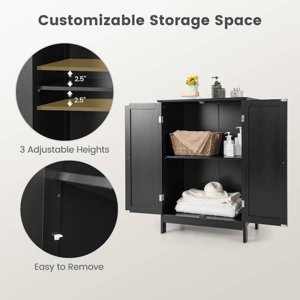 Bunpeony 23.5 in. W x 14 in. D x 34.5 in. H Black Bathroom Floor