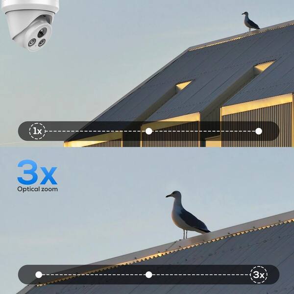 Lukyamzn Compatible 8MP 3X Zoom IP Security Camera Built-in Mic Human Vehicle Detection 8mm Lens Plug and Play NVR App White