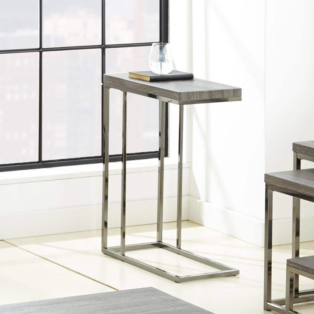 Modern Lucia 10''x18'' Rectangular Chair Side Table in Black/Gray