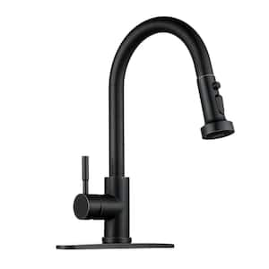 3-Mode Single Handle Pull Down Sprayer Kitchen Faucet with Deckplate in Oil Rubbed Bronze