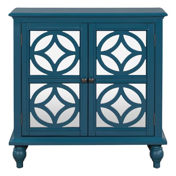 Unbranded 33.4 in. W x 12.6 in. D x 34 in. H Blue MDF Material Ready to Assemble Floor Kitchen Sideboard Storage Cabinet
