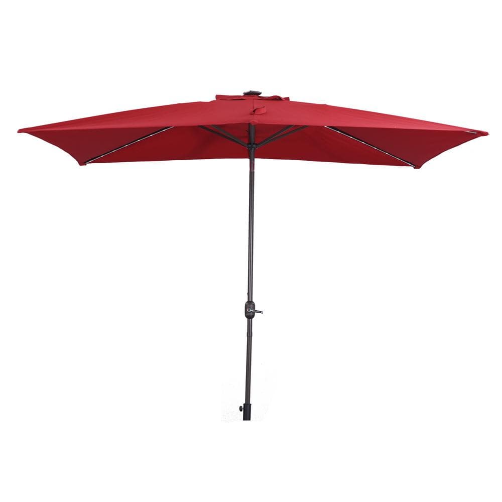 10 ft. x 7 ft. Aluminum Market Patio Umbrella with Frosted Tube in Red