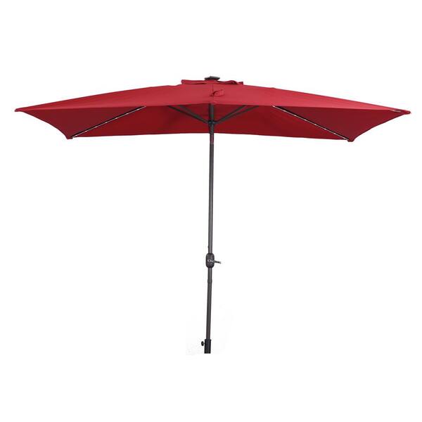 Unbranded 10 ft. x 7 ft. Aluminum Market Patio Umbrella with Frosted Tube in Red