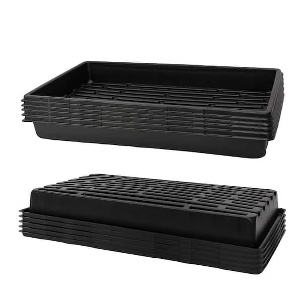 10-Pack Black Indoor/Outdoor 1020 Trays, Seed Starting Trays without Holes, Reusable Propagation Flats for Microgreens