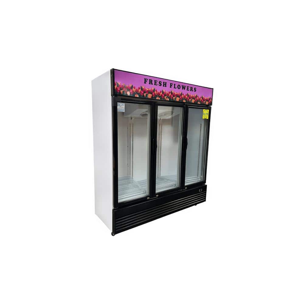 74.5 in. 59.06 cu. ft. Beverage 3-Glass Door Merchandiser Commercial Refrigerator EF1672F in Black