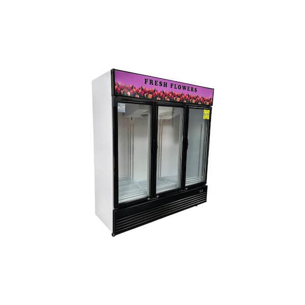Elite Kitchen Supply 74.5 in. 59.06 cu. ft. Beverage 3-Glass Door Merchandiser Commercial Refrigerator EF1672F in Black