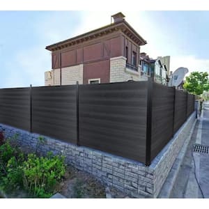 6 ft. x 6 ft. Black Wood Plastic Composite Fence WPC Outdoor Garden Fence without Column (9-Piece Set)