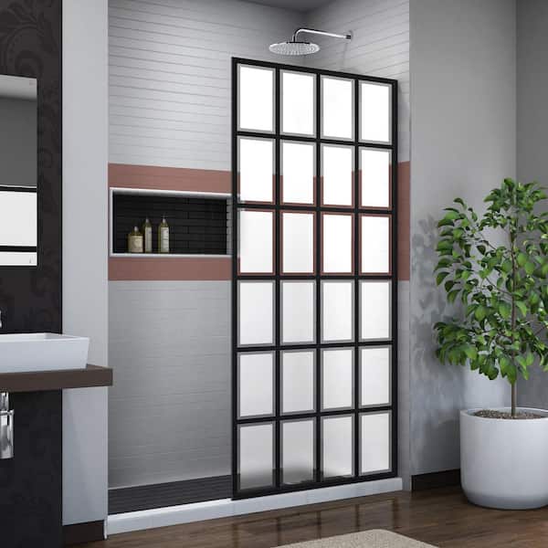 DreamLine French Linea Rhone 34 in. x 72 in. Frameless Fixed Shower Screen in Matte Black Without Handle