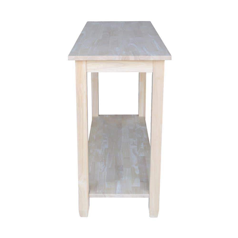Solano Unfinished Solid Wood Console Table with Storage Shelf