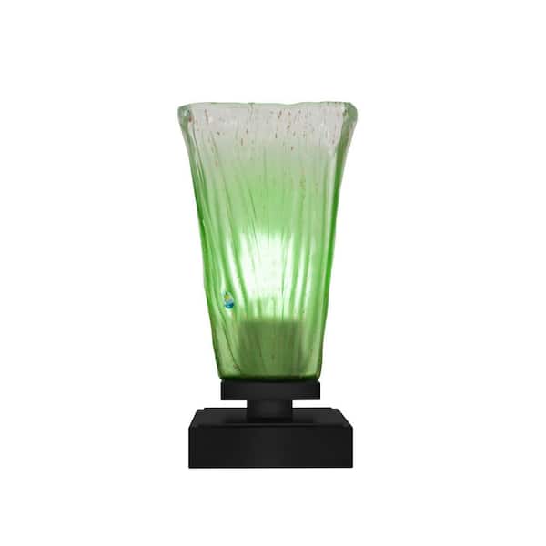 Unbranded Quincy 8.75 in. Matte Black Accent Lamp with Glass Shade