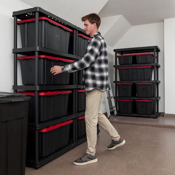 HDX 5 Tier Plastic Garage Storage Unit in Black (36 in, W x 73.5