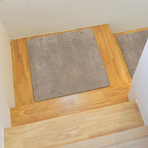 3 ft. x 3 ft. Beige Silky Solid Plus Thick Pile Non Slip Easy Clean Non Shedding Modern Landing Mat Indoor Area Rug