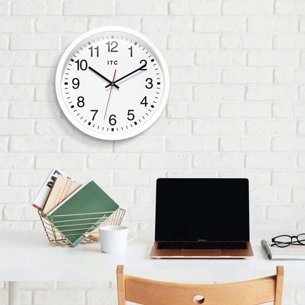 Infinity Instruments Obsidian 14 in. Business Clock, White 12830WH