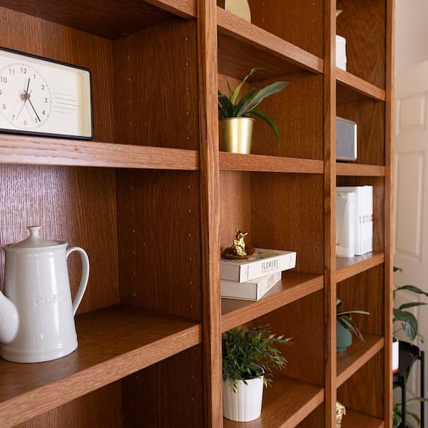 Concepts In Wood 84 in. Dry Oak Wood 18-shelf Standard Bookcase