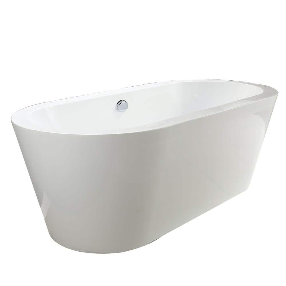 Melania 68'' x 32'' White Acrylic Freestanding Soaking Bathtub