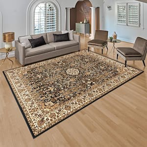 Majestic Vernon Black 5 ft. x 8 ft. Floral Indoor Area Rug