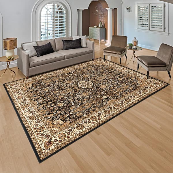 Majestic Vernon Black 8 ft. x 10 ft. Floral Indoor Area Rug