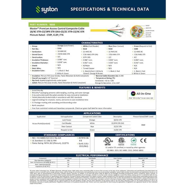 Syston Cable Technology 500 ft. CMP Access Control Composite Cable