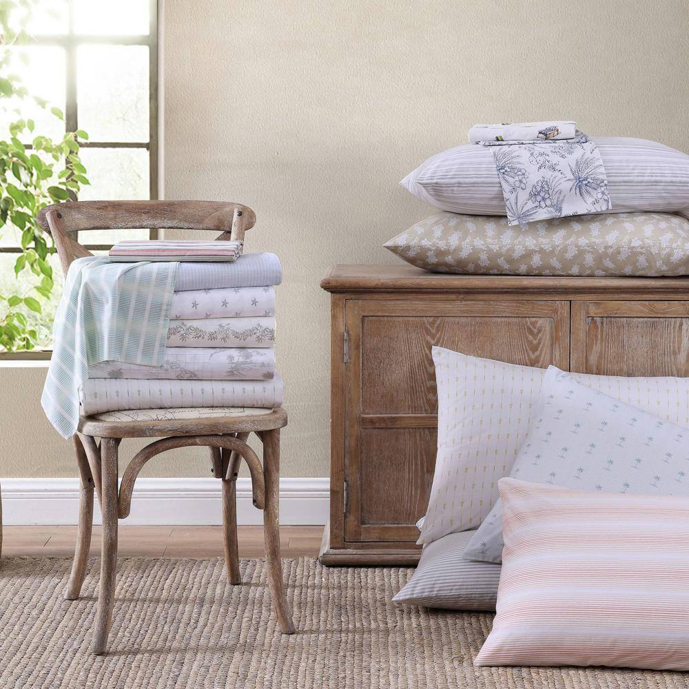 Koya Bay Blue Cotton Percale Queen Sheet Set with Pillowcases