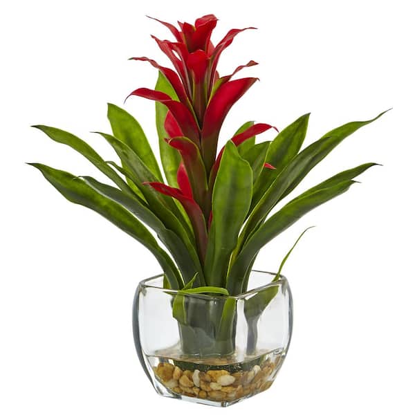 Nearly Natural Artificial Bromeliad with Vase Arrangement