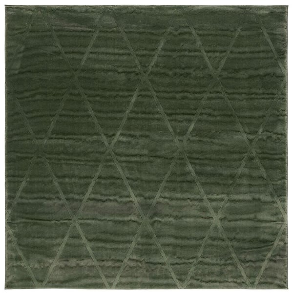 Revive 3 ft. x 3 ft. Green Diamond Solid Square Area Rug