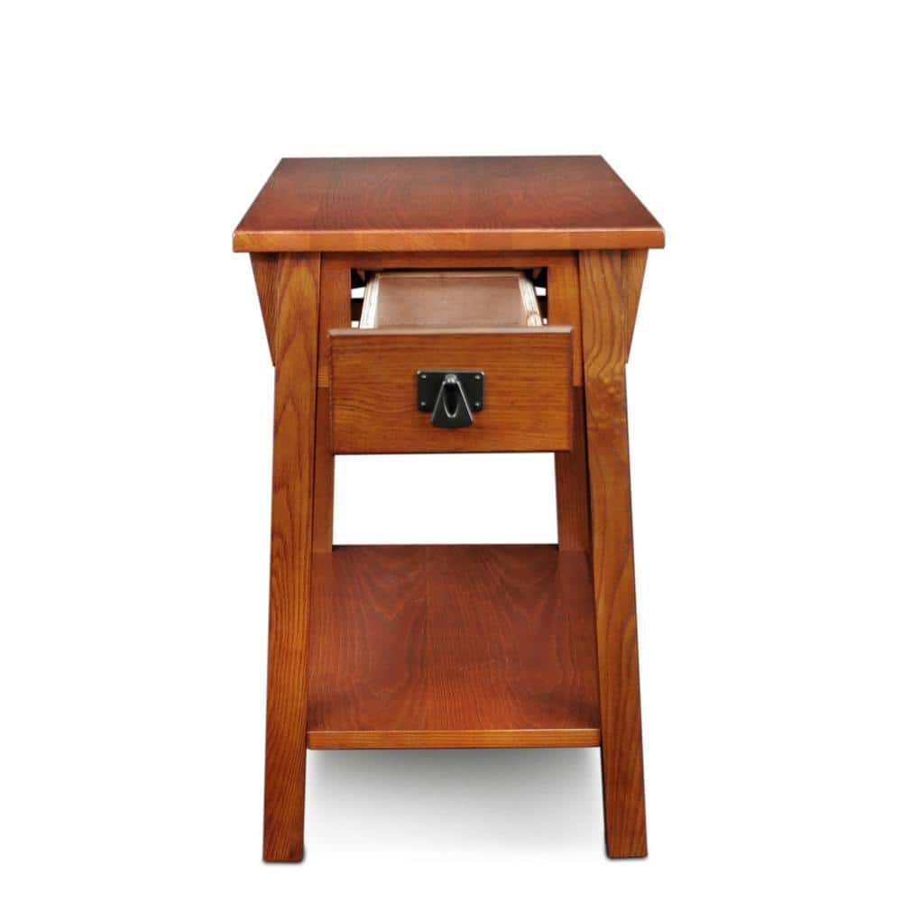 Russet Solid Wood Mission End Table with Drawer and Shelf